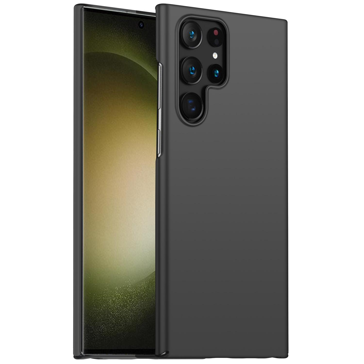 

For Samsung Galaxy S23 Ultra Anti-drop Phone Case Solid Color Cell Phone PC Back Cover Black