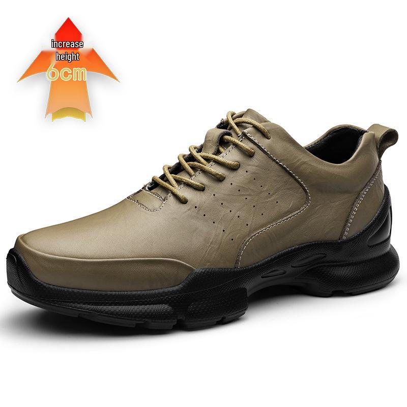 8CM Increase Men s Summer Sports Loafers - Breathable Cowhide Casual Dad Shoes 39