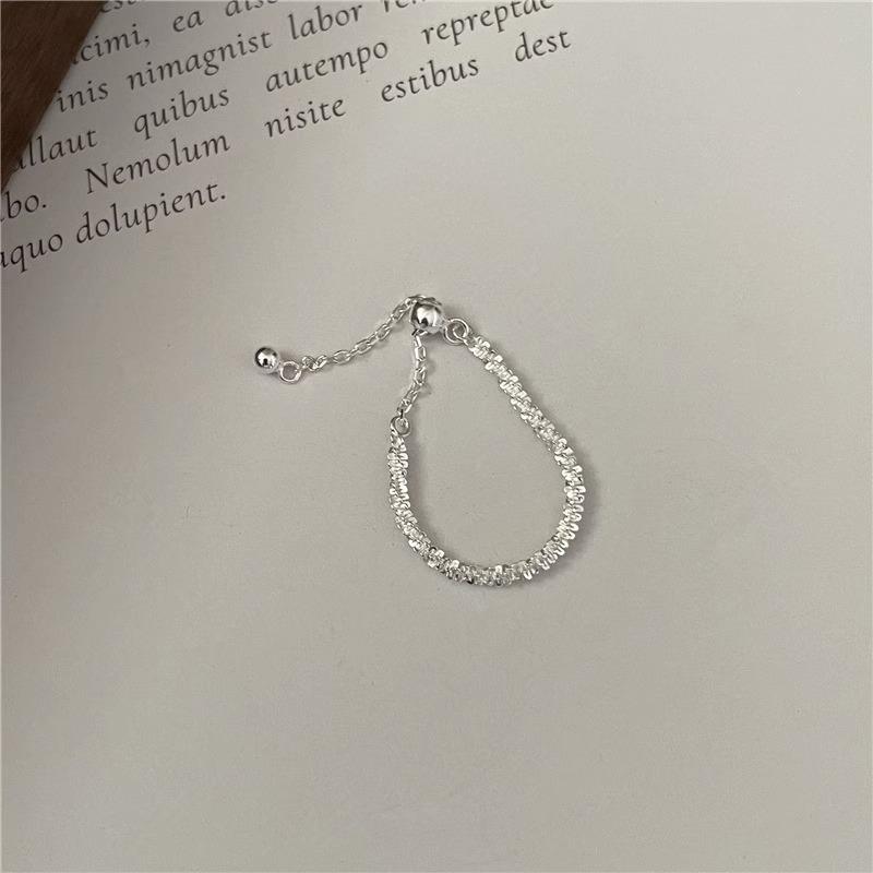 Round Bead Splicing Soft Chain Pull Ring Female Personality Niche Cold Wind Tassel Stacked Wearable Index Finger Ring Elegant Simple Women Rings