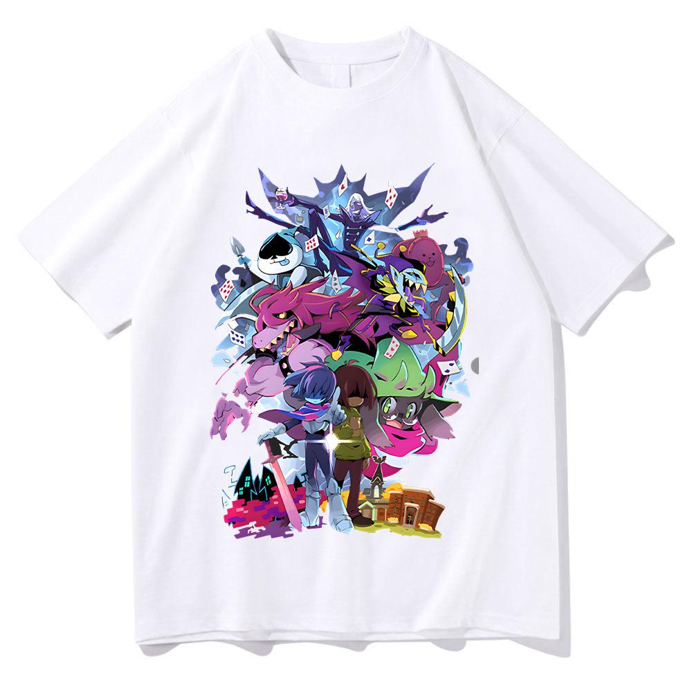 Deltarune Merch Personaggi Artwork Maglietta Cast Completo Abbigliamento per Fan Gioco Deltarune Maglietta in Cotone Top Divertente Larga Unisex Tee