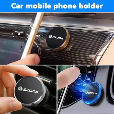 Pour Skoda Jante Alliage Logo Voiture Support Téléphone Magnétique Support GPS Accessoires Kamiq Karoq Octavia 2 3 Rapid Scala Kami Fabia VII VRS