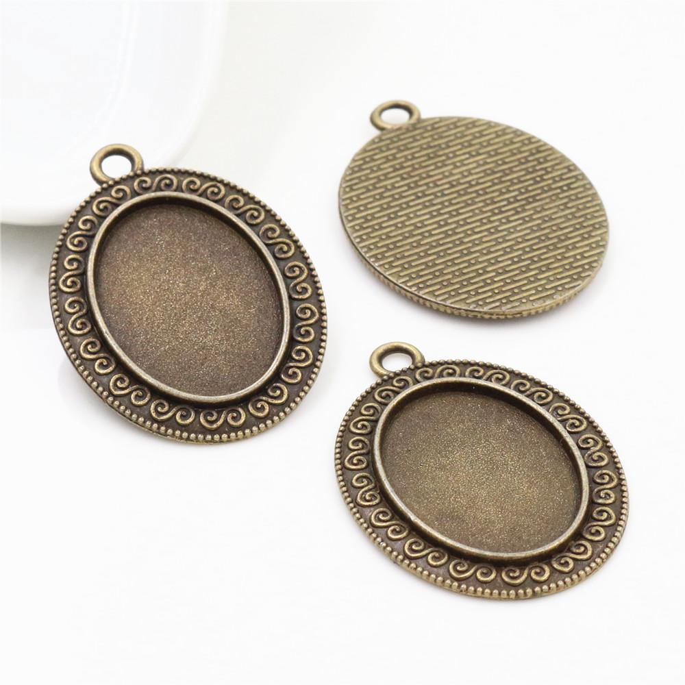10 Stück 18x25mm Innenmaß Ovaler Anhänger Cabochon Leere Basis Fassung Fassungsschale DIY Halskette Schmuckherstellung Zubehör Fundstücke