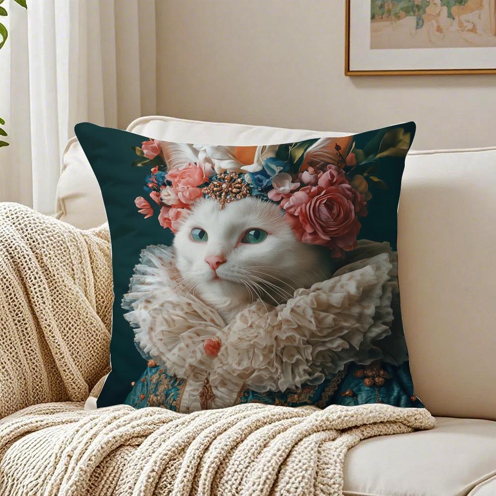 Süße Katze Druck Dekorativ Verspielt Kunst Kissenbezug Kissenbezug Milbenschutz Wohnzimmer Sofa Dekor Kissen Raum
