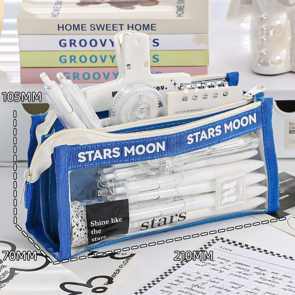 

Large Capacity Stationery Storage Bag Triangle Transparent Zipper Pouch Stationery синій