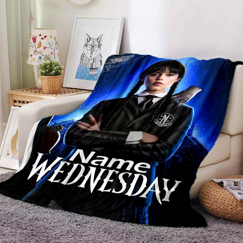 Custom Name Wednesday Theme Printed Blanket - Perfect for Couch, Bed, Travel & Outdoor Use | Machine Washable, Cozy & Durable.