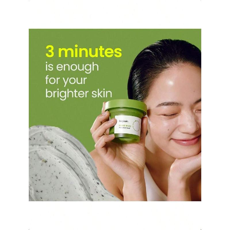 Beplain Mung Bean Pore Clay Mask 120ml | Bezzapachowa | Maska zmywalna do pielęgnacji zaskórników | Szybkie 3 minuty do delikatnego oczyszczenia