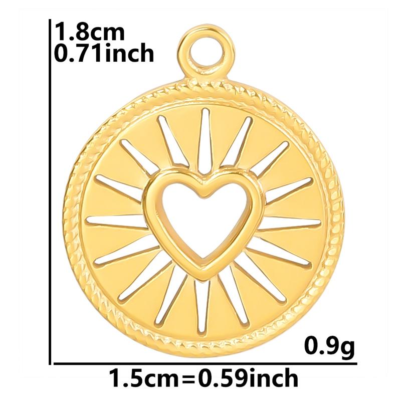 6pcs Real Gold Plated Sun Charms For Jewelry Making Supplies Stainless Steel Charm Pendants Heart Moon Thread Sunshine Material