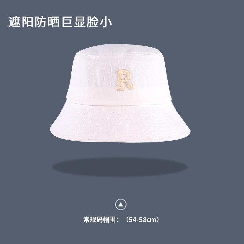 R standard bucket hat women's autumn and winter versatile solid color wide brim cover face thin shade basin hat couple street shooting tide bucket hat