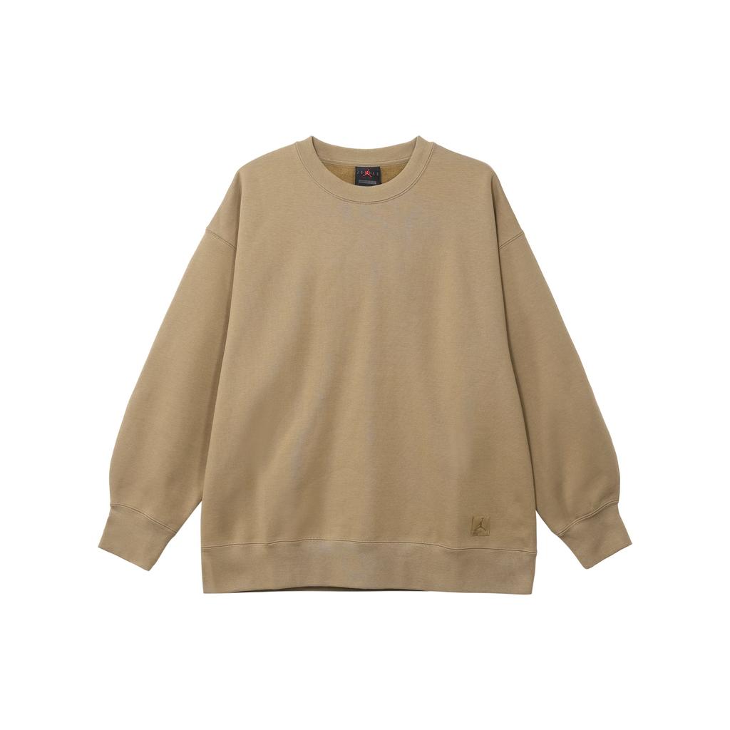 Jordan Solid Color Tag Logo Crew Neck Loose Long Sleeve Sweatshirt Women Tops Brown FB5117-395