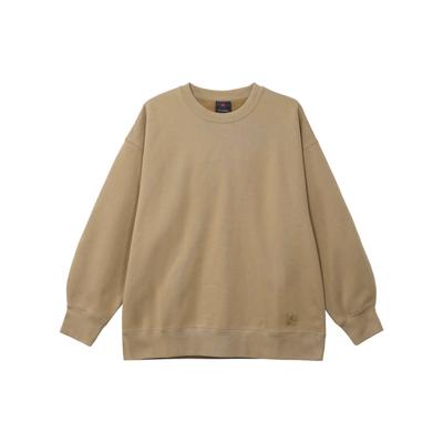 Einfarbiger Etikett-Logo Rundhals Locker Langarm Sweatshirt Damen Oberteile Braun FB5117-395