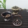Lotus Flower Incense Burner With Handle Retro Lotus Hollow Out Incense Stick Burner Small Metal Craft Home Decor