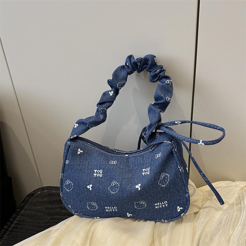 Sweet Japanese Style Cotton Crescent Bag Fashionable Women's Shoulder Handbag Casual Tote KTB