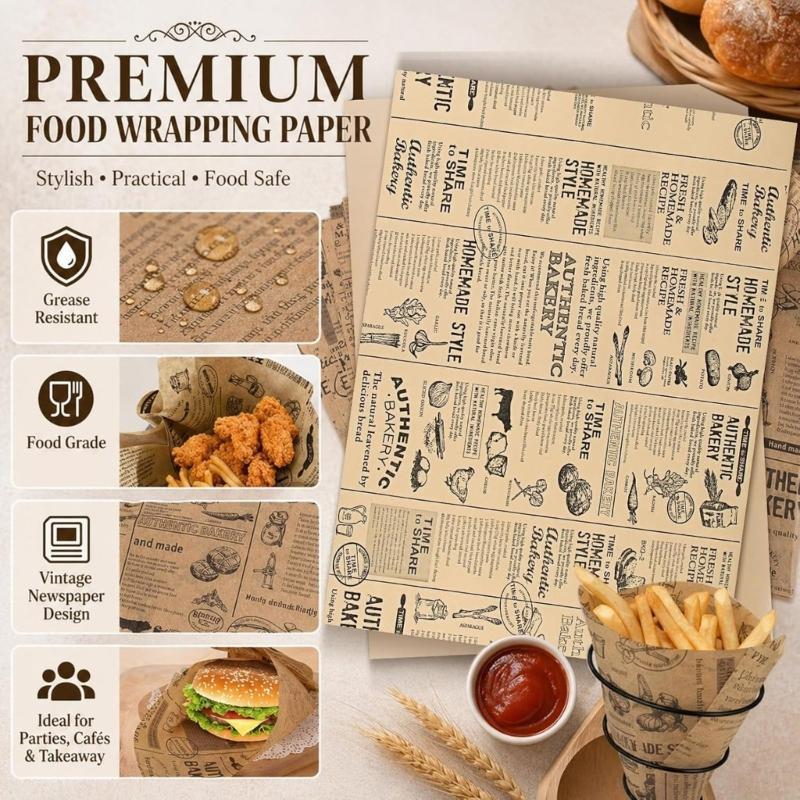 Sandwich Wrapping Paper Heavy Duty Delis Paper Greaseproof Parchment Paper for Wrap Bread,Sandwic Food Basket Liner