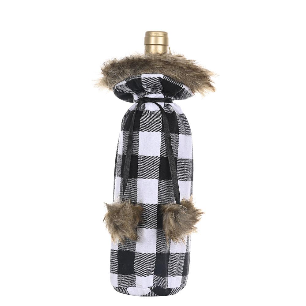 

Cozy And Festive Checkered Wine Bottle Bag Ideal For Holiday Parties Gatherings And BlackWhite Bottle