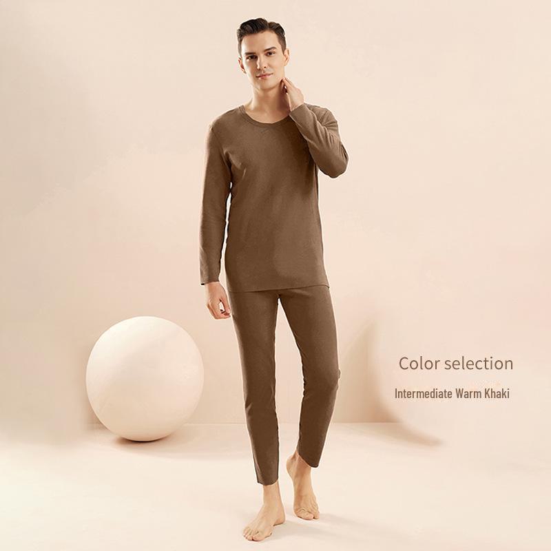Men’s Thermal Underwear Set: Velvet, Antibacterial, Hyaluronic Acid-Infused, Long-Sleeved, Autumn/Winter Comfort