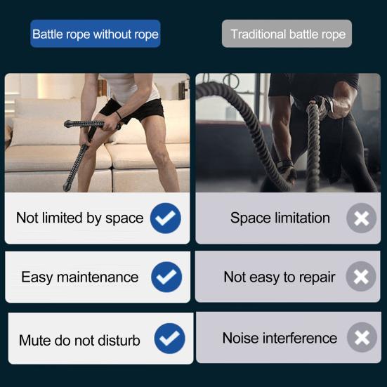 Ropeless Battle Rope for Home Gym Cordless Weighted Training Rope for HIIT Full-Body Exercise Fitness Equipment for Men Women