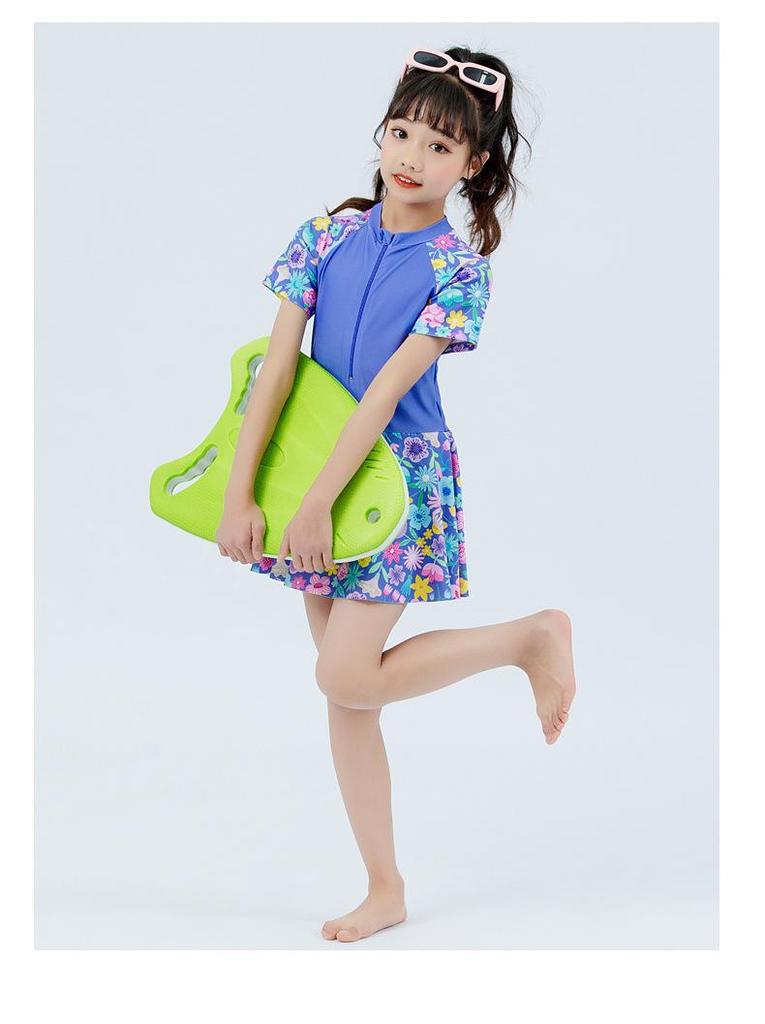 Girls' One-Piece Swimsuit Set with Swim Cap - Toddler & Primary School Sizes for Beach & Hot Springs