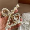 Hibiscus Camellia Flower Hairpin Large Size Grab Clip Female Summer Shark Clip Headdress Pearl Hairpin