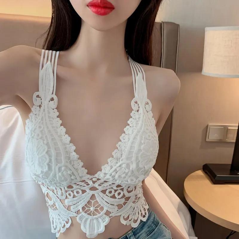 2024 Sexy Tops for Womens Lace Crop Top Woman Tank Tops Off Shoulder V-neck Sleeveless Camis for Women Backless Camisole