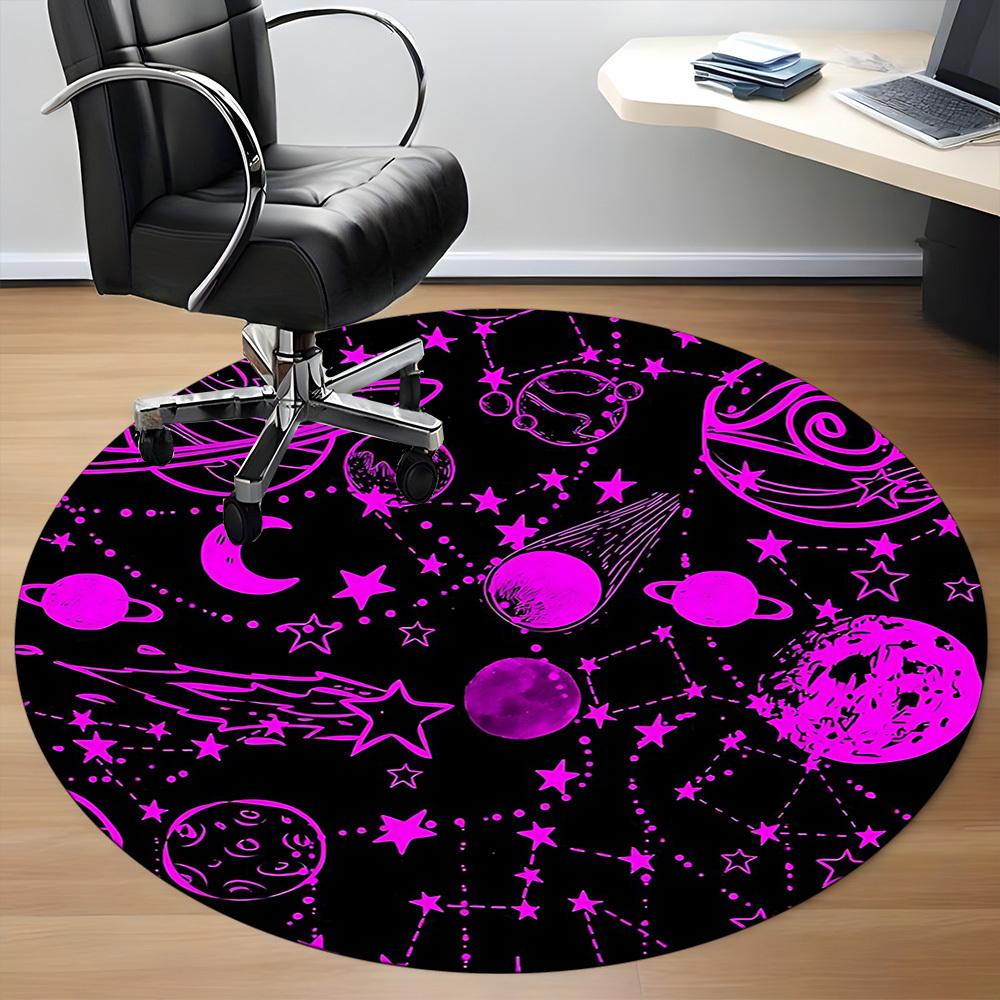 1pc Cosmic Pattern Carpet, Round Non Slip Durable Large Size Office Carpet, Suitable for Office