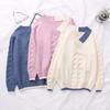 Knitted Sweater Female Long-sleeved Color Matching V-neck Sweater Women Pullover Spring