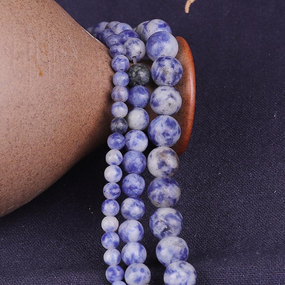 Naturstein, blauer Sodalith, Jaspis, rund, lose Mineralien, Perlen für Schmuckherstellung, DIY-Armband, 15