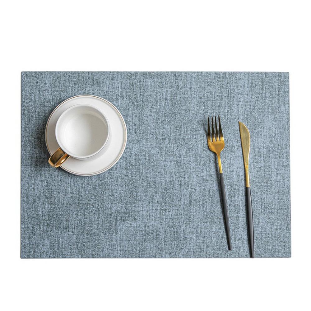 

4pcs Rectangular Placemat PU Leather Coasters Kitchen Supplies Tableware Mat Dinning синий