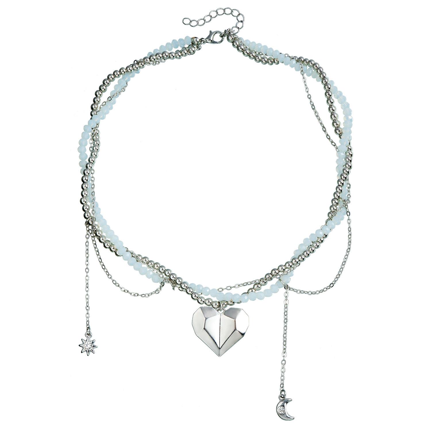 European and American jewelry ins light luxury fashion moon mango star fringed collarbone chain glass rice beads beaded necklace female