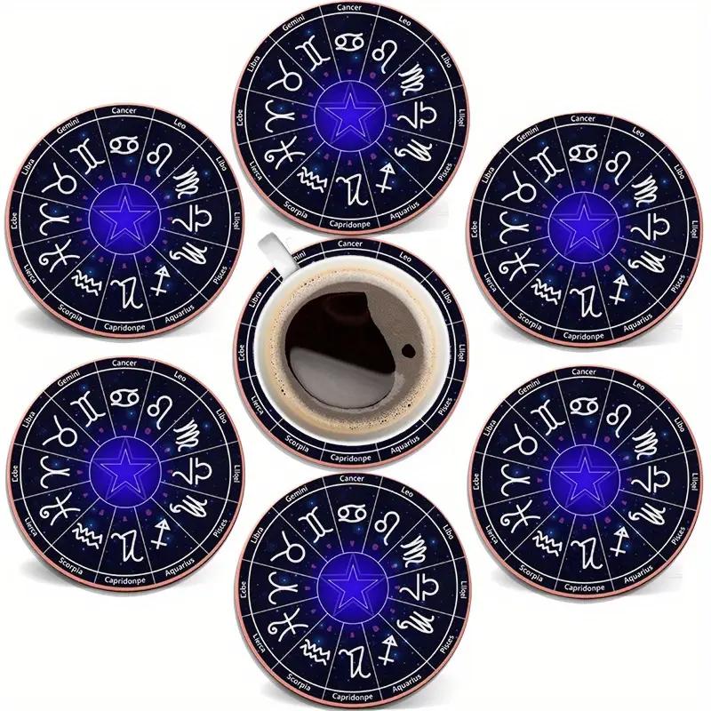 6PC Constellation Design Coffee Hot Drink Anti slip Cup Mat Table Mat Coffee Desktop Protection Kitchen Home Accessories