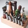 Handmade Beech Wood Tool Rack: 24-Hole Leather Tool and Punch Storage Box