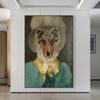 Abstract Vintage Dog Jazz Fashion Lady Canvas Painting Wall Art Pictures Posters and Prints for Living Bedroom Home Decoration No Frame