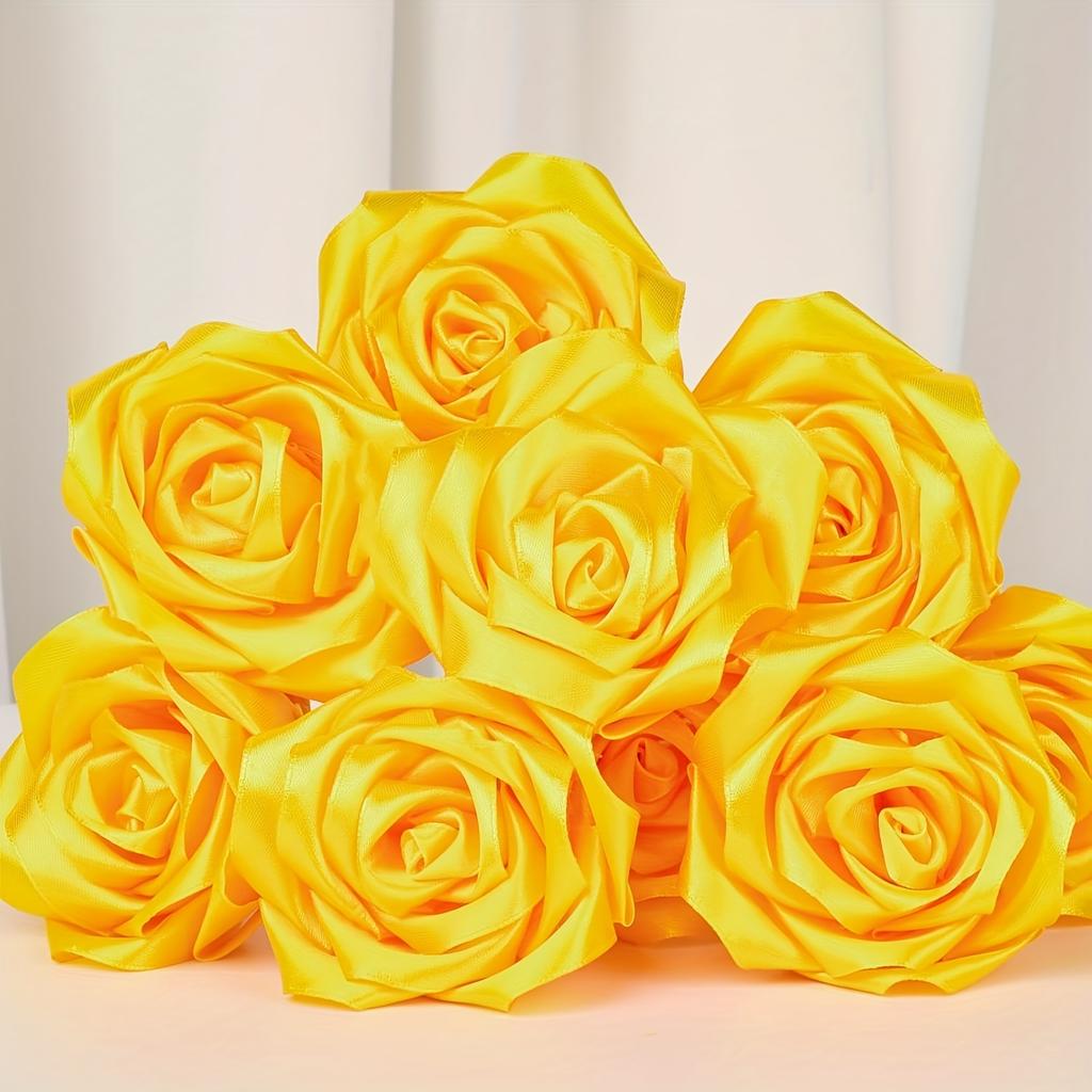 Leuchtend gelbes Satinband Polyesterstoff, Perfekt für Basteln, Geschenkverpackung, Hochzeitsdeko & DIY Bastelband mit gewebten Kanten, Bastelbedarf