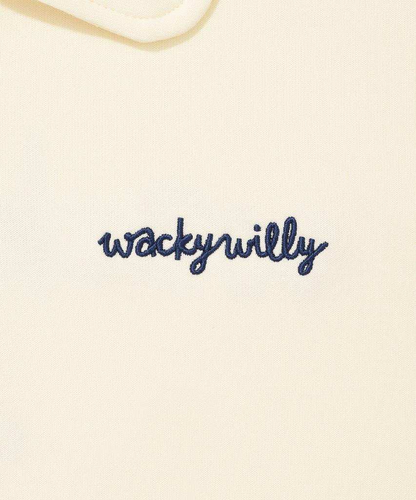 WACKY WILLY Women'S Typo Logo Half-Zip Short Sleeve Cream