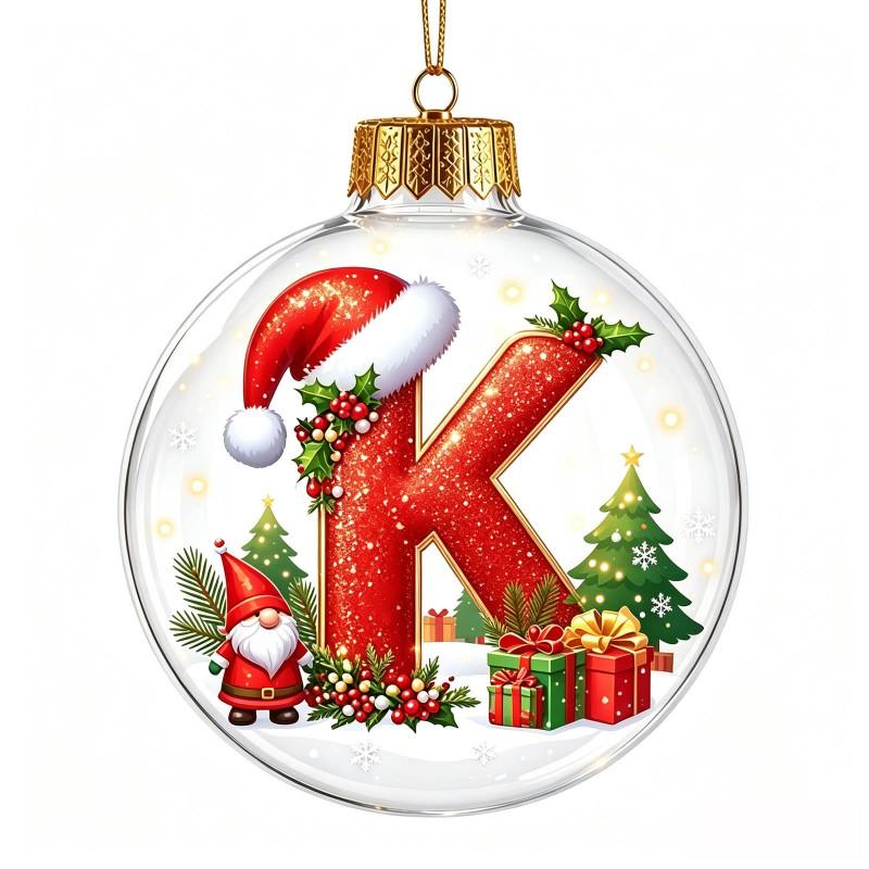 Acrylic 3D Letter Ornament Ball Christmas Tree Decoration Hanging Decor Home Holiday Festive Scene