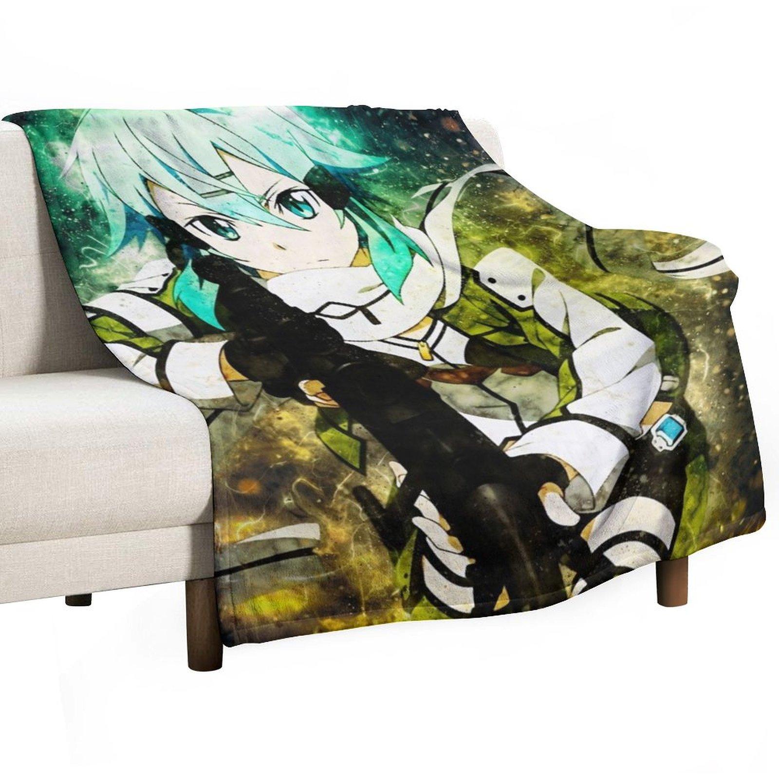 Sinon Sword Art Online Throw Blanket Decoratives christmas gifts Soft Plush Plaid Quilt Blankets 30x40in