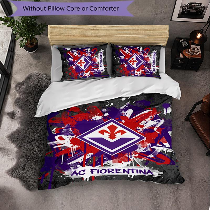 Fiorentina FC Themed Bedding 3Pcs Duvet Cover Set Decorative Bed Linen For Teen Room Home Decoration