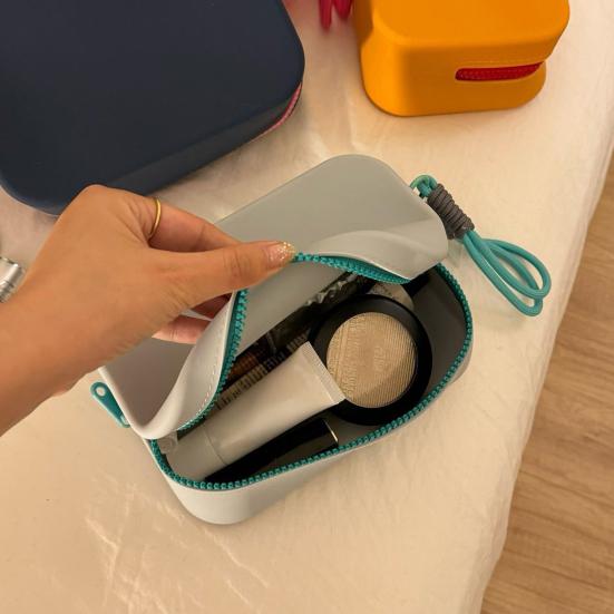 Silikonová úložná taška s velkou kapacitou, vodotěsné zapínání na zip, přenosná make-up taška, kosmetický organizér