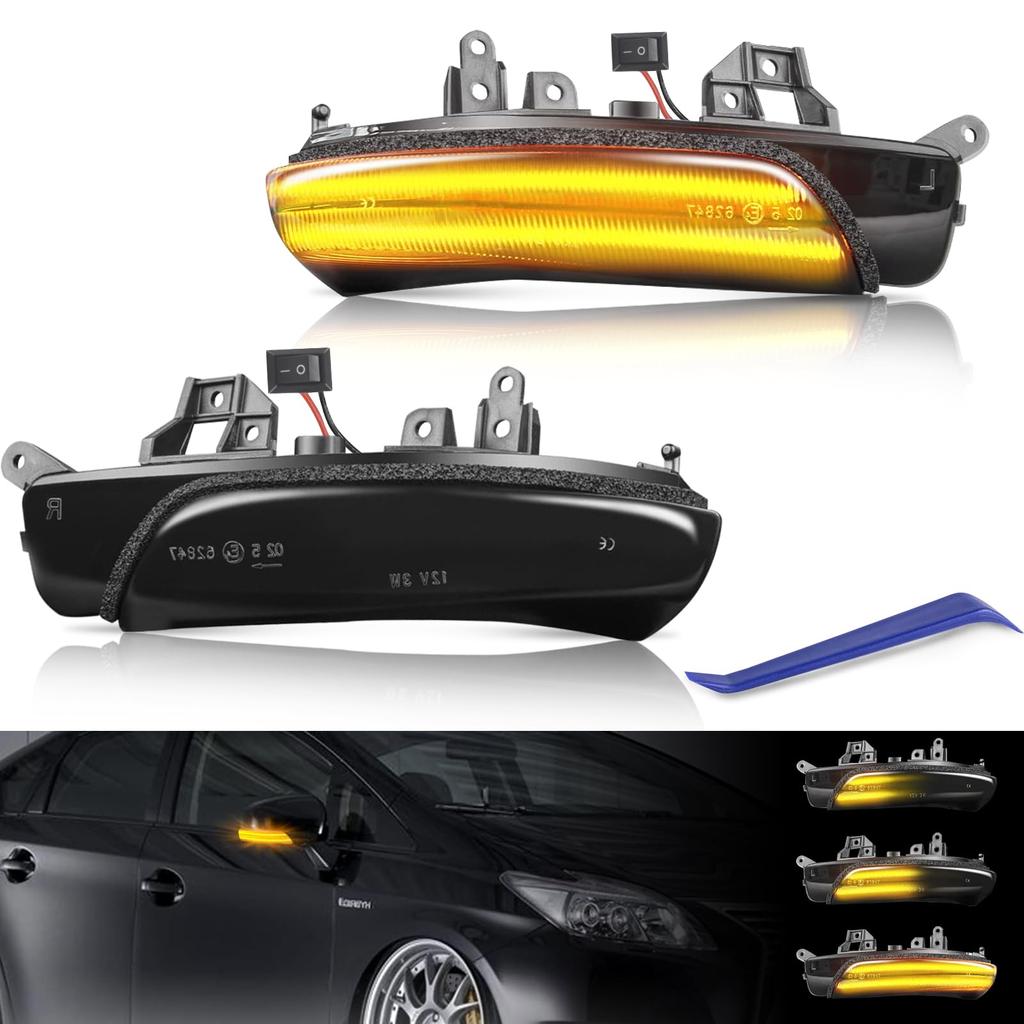 GemPro LED Mirror Turn Signals for and Sequential Flowing Turn Signals for Prius PHV Prius Alpha Crown Camry Wish Mark Mark X Geo Ractis Trezia Altis