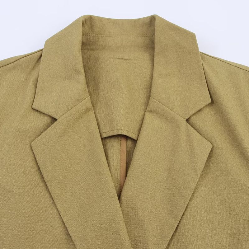 Zbzr Autumn New Women clothes Western Style Fashion Temperament Simple Linen Short Blazers 8141709