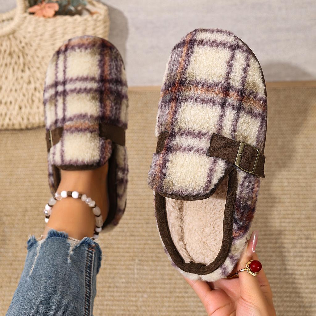 Fashion Women Slippers Fashion Outer Wear Style Women Cotton Slippers Retro Autumn Winter Warm Soft-soled Cotton Shoes Home Slides Women