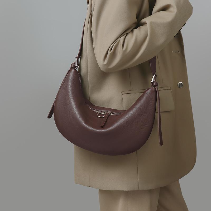 Bag Women'S Bag Autumn And Winter Leather Shoulder Messenger Bag Fashion High Sense Commuter Crescent Moon Dumpling Bag