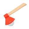Axe-Shaped Stainless Steel Pizza Cutter with Bamboo Handle