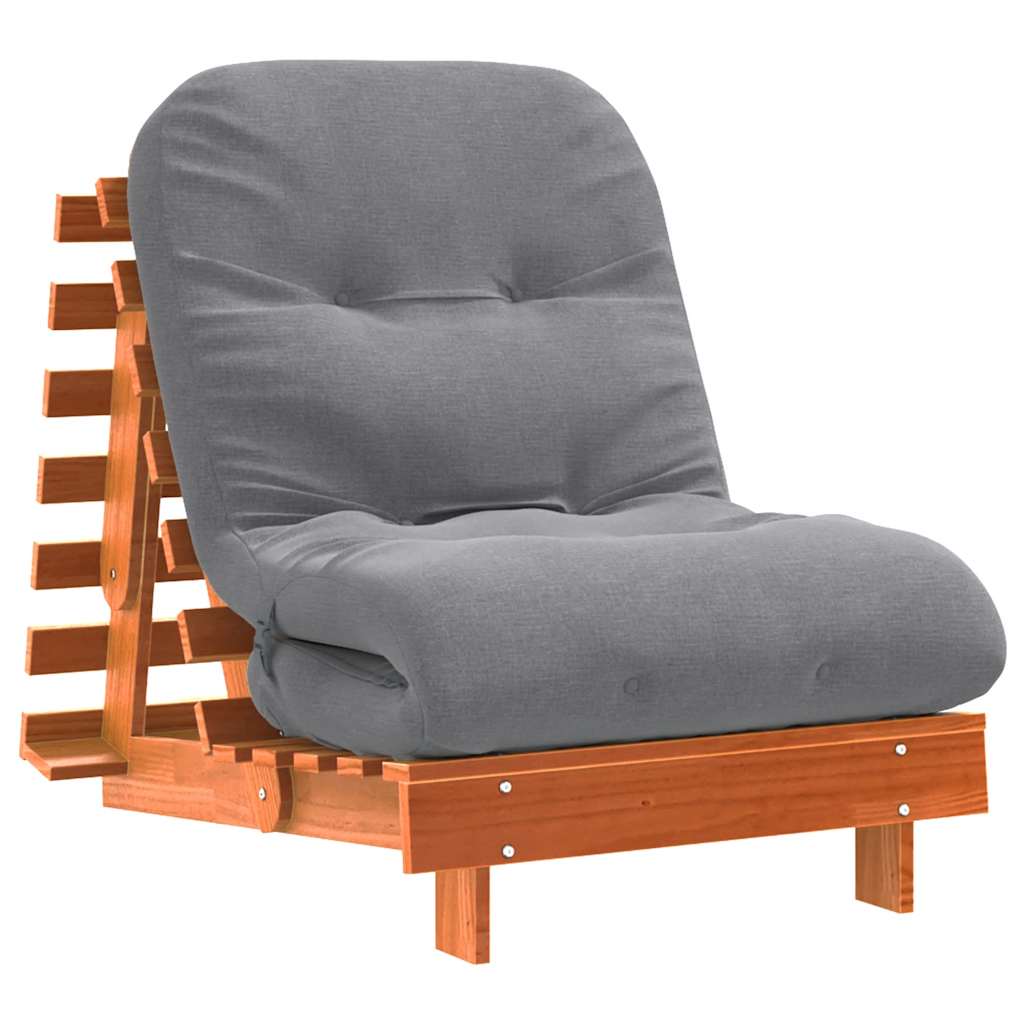 Vidaxl Sofa Rozkładana Futon, Z Materacem, Woskowy Brąz, 70X206X11 Cm