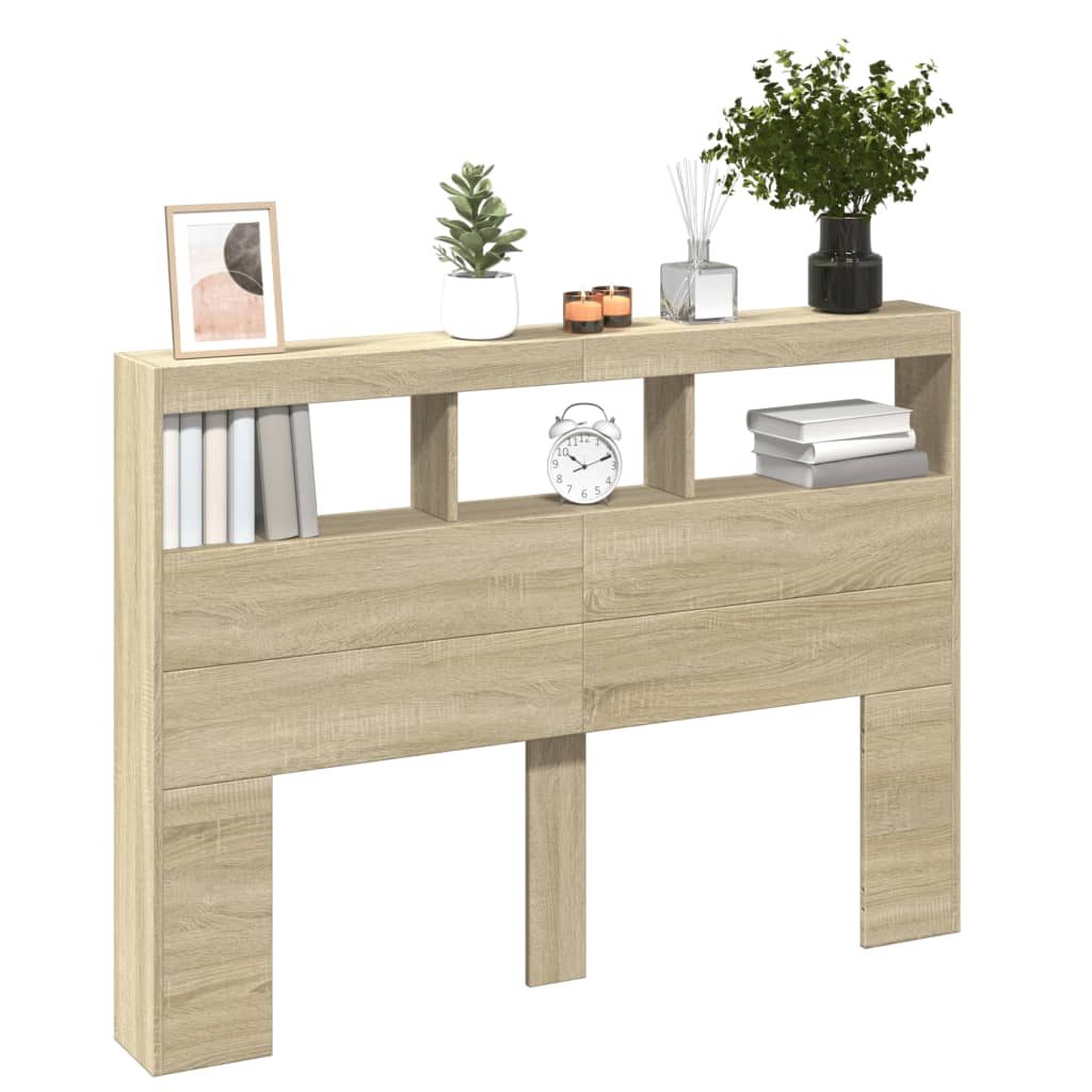 Vidaxl Testata del Letto con Mensole e Illuminazione a LED, Rovere Sonoma, 140X17X102Cm