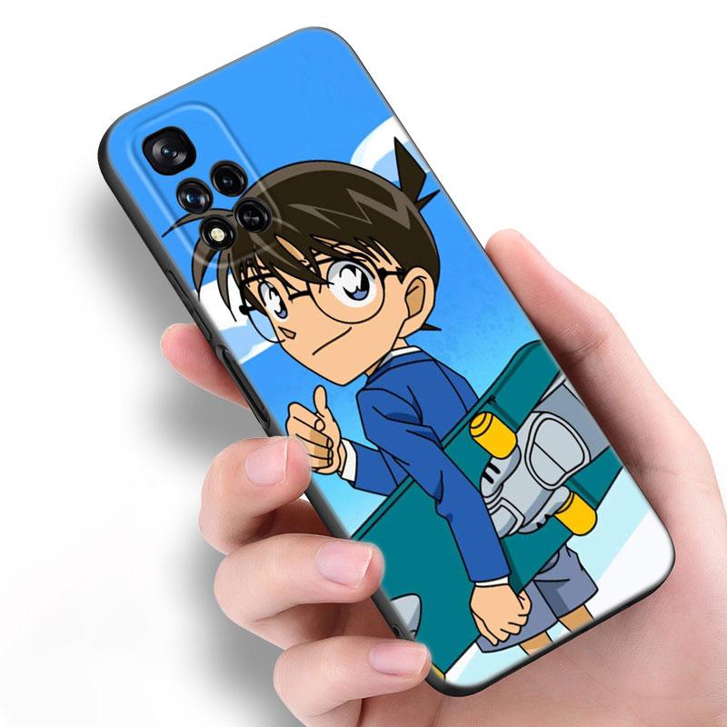 Anime Detective Conan Black Silicone Phone Case For Xiaomi POCO X3 X4 NFC F5 M3 M4 M6 X5 X6 Pro F3 F4 GT 5G C55 C65 M5