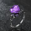 Black Skull Gothic Ring Heart-shape Red Crystal Vampire Double Skull Rings Black for Women Party Wedding Jewelry
