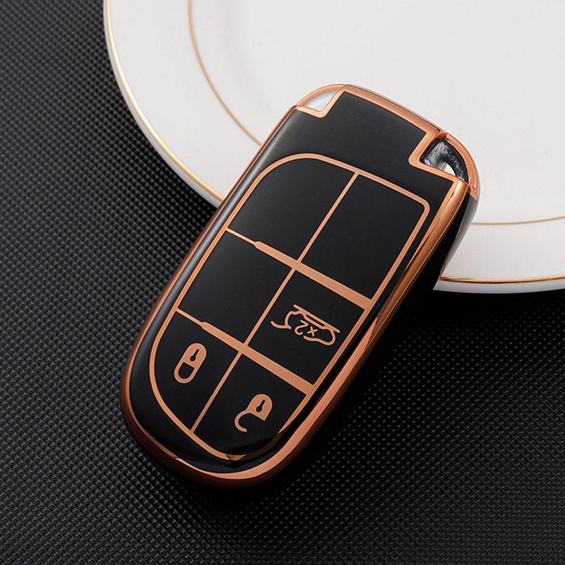 Jeep Compass, Renegade, Cherokee, Grand Commander Gold Edge Car Key Case