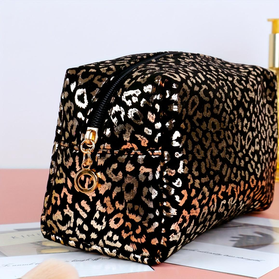 

1 шт. блестящая косметичка с леопардовым принтом, дорожная косметичка, блестящий пенал для студента, подарочная косметичка, дорожная сумка для хранения, рождественский подарок Black Leopard Print