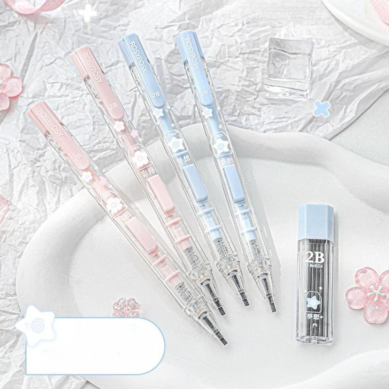 Lucky Omamori Exam Pencil Set Kawaii Retro Japanese 2B Mechanical Pencils for Test Prep with Refills Student Writing Supplies