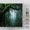 Forest Landscape Shower Curtain Sunshine Waterfall Green Bamboo Mist Jungle Autumn Scenery Bathroom Curtains Bathtub Decor Hooks